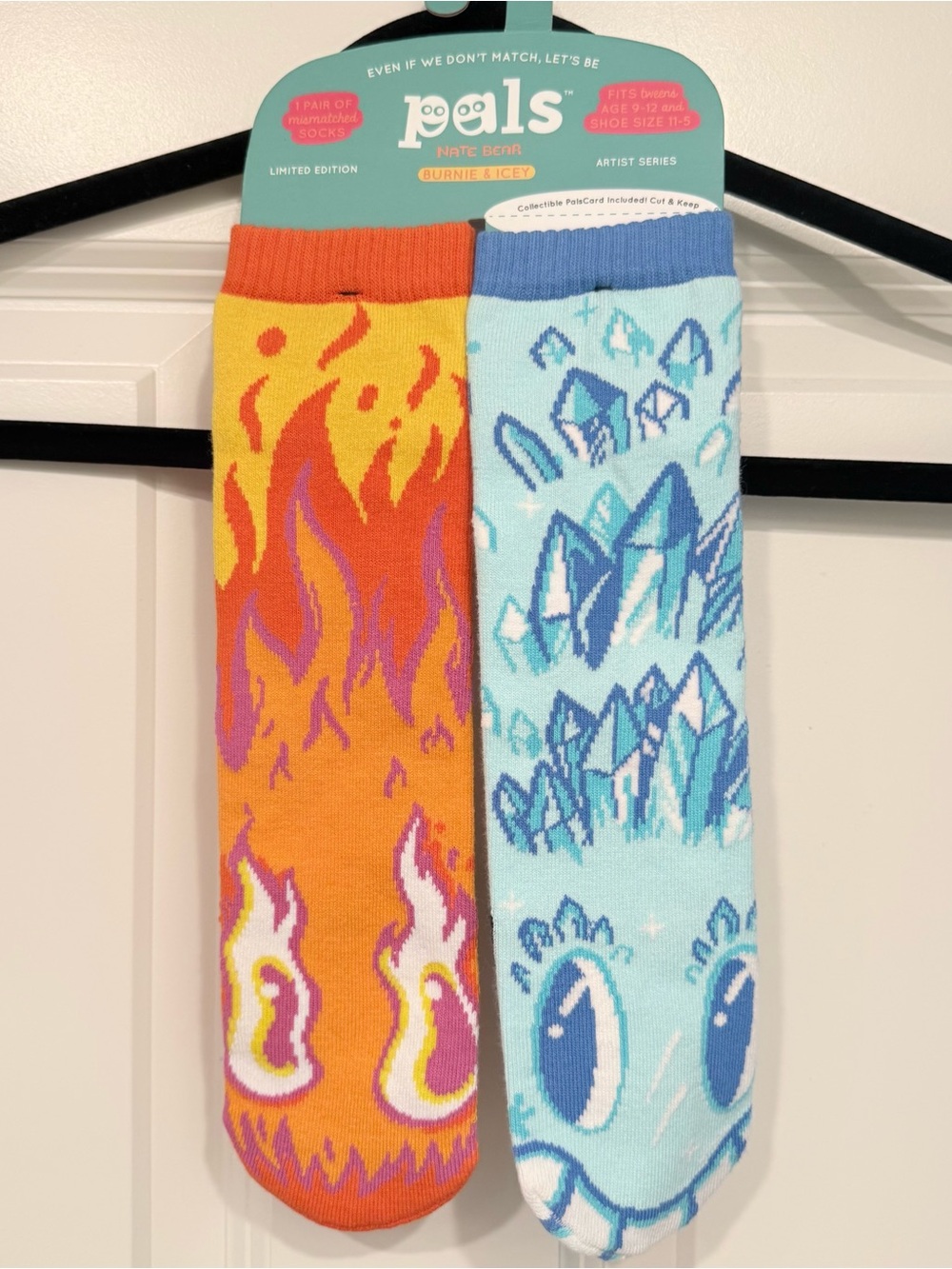 Pals Nate Bear Burnie & Icey Mismatched Socks Limited Edition NWT Kids Age 9-12